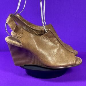 Aerosoles Women's Brown Peep Toe Slingback Wedge Sandals Shoe Size 8.5